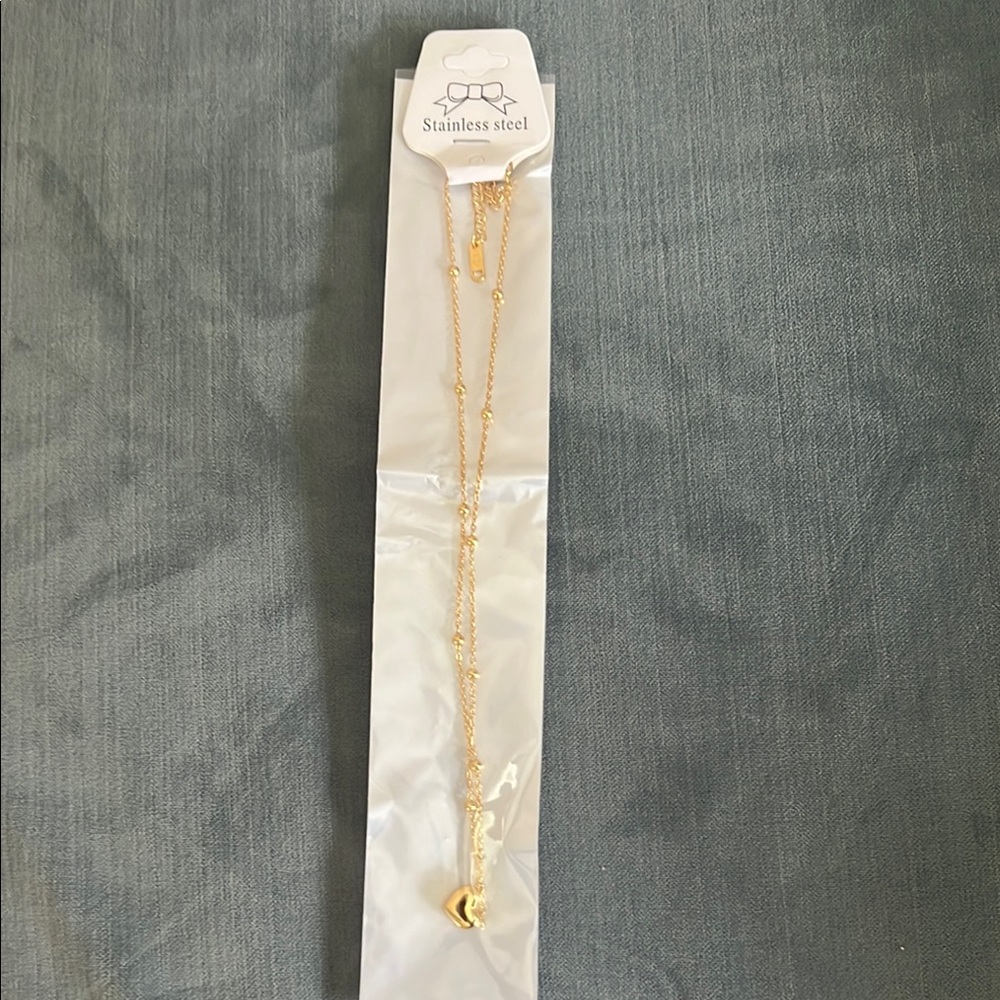Gold Stainless Steel Heart Necklace